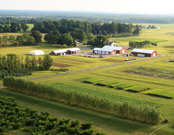 Aerial view of the Clifford and Melda C. Snyder Research and Extension Farm.